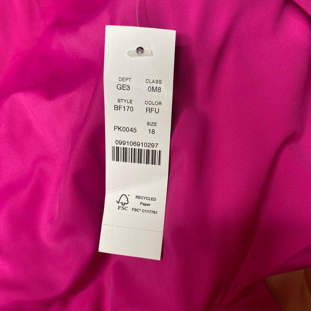 J.Crew Pink Bow Tie One Shoulder One Piece Swimsuit‎ brand new plus size 18 2x - Picture 7 of 7